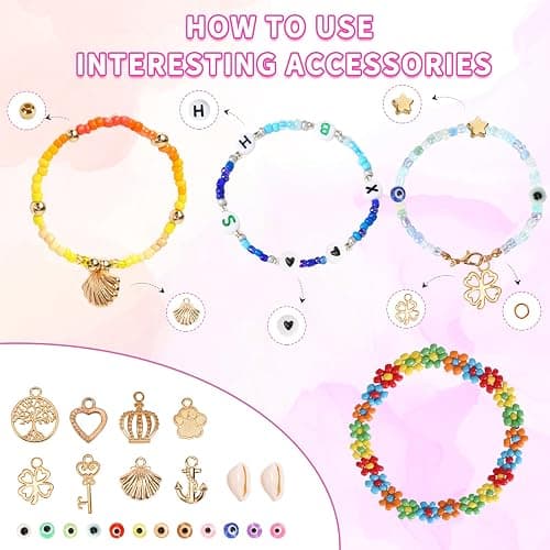 QUEFE 36000pcs 3mm Glass Seed Beads120 Colors Bracelet Making Kit Friendship Bracelet Kit with Letter Beads Accessories Charms and Pendants Kit for Necklaces Making, DIY, Gift, Craft thumbnail 4