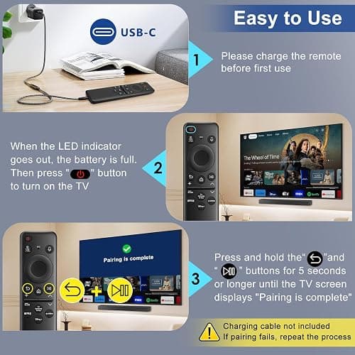 Replacement for Samsung-TV-Remote-Control,BN59-01432A Rechargeable-Voice-Remote Compatible Samsung Frame Crystal Solar UHD Neo QLED OLED Serie Smart TVs thumbnail 4
