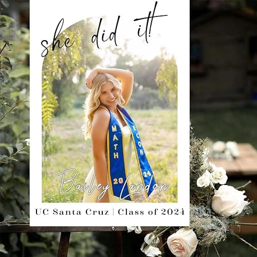 Photo She Did It Graduation Welcome Sign, Grad Party Welcome Sign Custom, Plastic Sign, Multi Size Options, Stand Options #30 thumbnail 3