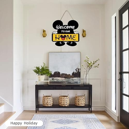 FUEMEILY Cute Mouse Seasonal Interchangeable Welcome Door Sign, Welcome to Our Home Sign with 20pcs Interchangeable Holiday Pieces for Farmhouse/Wall/Porch Decor and Housewarming Gift (Yellow) thumbnail 7