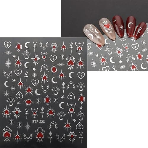 JMEOWIO 9 Sheets Moon Star Nail Art Stickers Decals Self-Adhesive Pegatinas Uñas Sun Nail Supplies Nail Art Design Decoration Accessories thumbnail 4