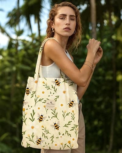 Miss Adola Corduroy Tote Bag for Women - Reusable Totes with Pocket & Buckle Cute Aesthetic Shoulder Bag for Work Travel thumbnail 5