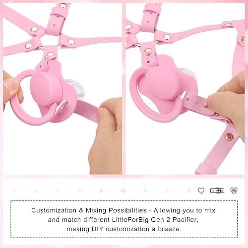 Littleforbig Leather Adjustable Strap Little Furry Pacifier Head Harness thumbnail 4