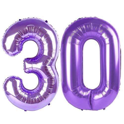 Purple Number 30 Balloon 40 Inch, 30th Birthday Decorations Men Women | Foil Purple number balloons, giant helium inflatable balloon numbers for 30th birthday decorations, helium supported - Image 1
