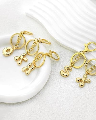 nylry Gold Initial Letter Keychain Gift for Women Initial Bag Charm Purse Charms for Handbags Accessories thumbnail 4