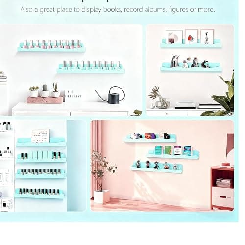 Nail Polish Wall Rack, 6-Shelf 15-Inch Light Green Acrylic Nail Polish Shelves with Removable Ends – Multi-Purpose Shelf for Essential Oils, Cosmetics Storage and Display for Salons and Bathrooms thumbnail 4