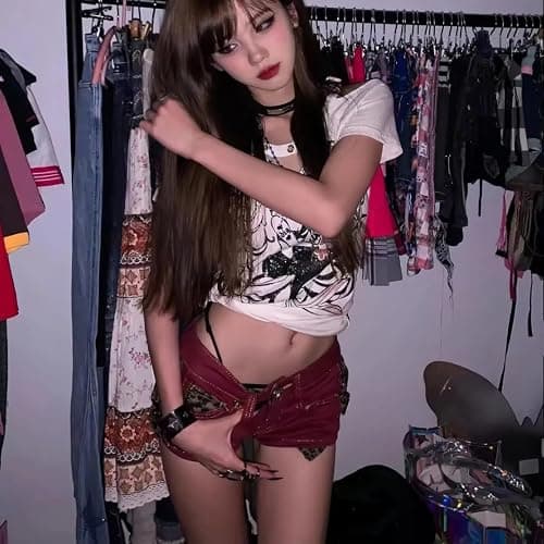 Women Vintage Leopard Patchwork Red Denim Shorts Summer Streetwear Sexy Y2K Low Rise Slim Hot Pants Casual All-Match Jeans thumbnail 4