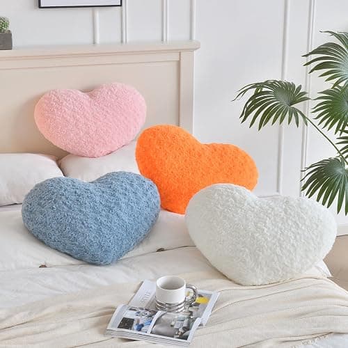 ZCNYCLAM Heart Pillow, Soft Heart Shaped Pillow with Room Decorative Throw Pillows for Bed Couch Chair Sofa, Heart Shaped Cute Throw Pillow Cushion for Bedroom Living Room (Orange, Mini 12.9" x 9.8") thumbnail 6