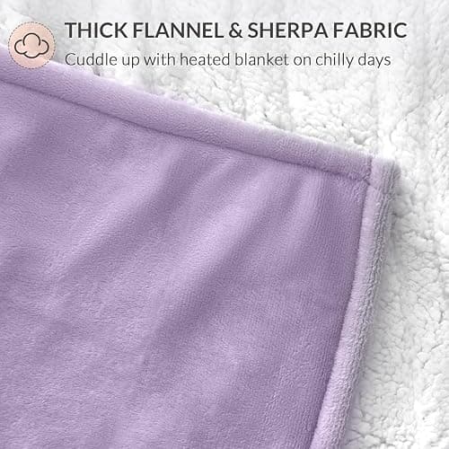 HOMLYNS Heated Throw Blanket, 5 Heat Settings & 3 Hours Timer, Purple | 50" × 60", ETL Certified, Rapid Heating, Soft Flannel and Sherpa, 8.5 Ft Cord, Only For 120V Voltage Use thumbnail 7