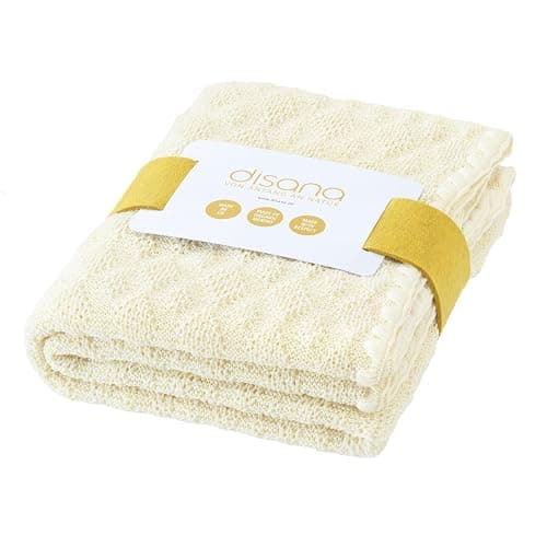 Disana WOLL-BABYDECKE, 100% Bio-Merinowolle GOTS, IVN Best | kuschelweiche Strickdecke mit Ajourmuster | Newborn Baby Kleinkind Kind Unisex | Baby Erstausstattung | Made in Germany | Natur - Image 1