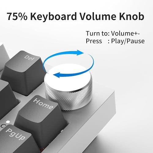 Ajazz AK820 75% Wired Mechanical Gaming Keyboard with Volume Knob, Creamy Quiet Custom Gasket Mounted Keyboard, Hot Swappable 3/5 Pin, Single Light, PBT Keycaps for PC Mac Gamer thumbnail 4