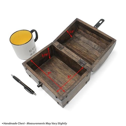 Nautical Cove Treasure Chest Keepsake and Decorative Wood Box (Large 8x6x6) - Storage Box, Wooden Box with Hinged Lid, Rustic Storage, Pirate Storage Box, Vintage Wooden Chest thumbnail 5