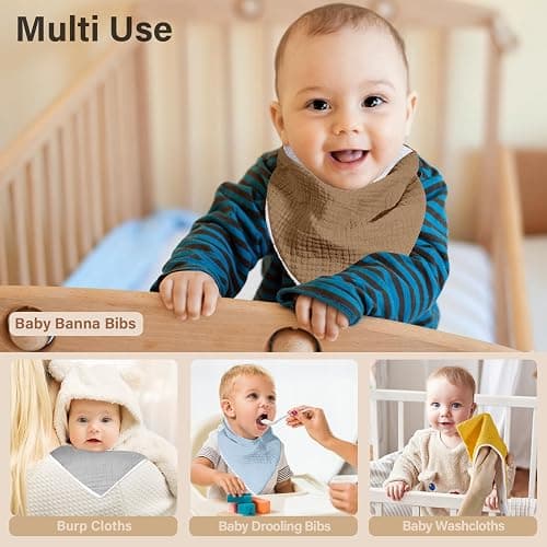 NISXABEBE Muslin Baby Bibs,Soft Triangular Baby Bandana Drool Bibs for Baby Boy Girl,Solid Colors Bib for Drooling Teething thumbnail 6
