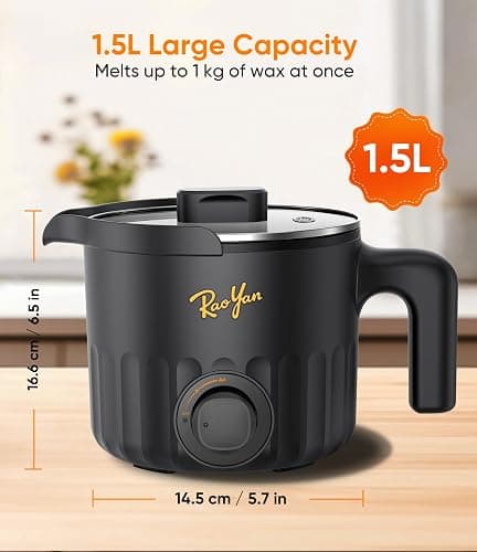RAOYAN 1.5L Candle Wax Melter with Pour Spout, Candle Making Kit for Beginners and Adults, Wax Melting Pot for Candle Making with Stirring Spoon - Black thumbnail 6