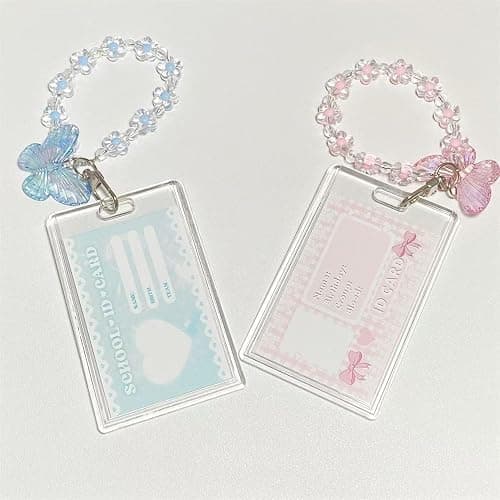 Hileapx Acrylic Butterfly Photocard Holder with Keychain, Cute Photo Card Holder for Kpop Album Card Credit Bank Card ID Badge Holders (No Photocard) thumbnail 4