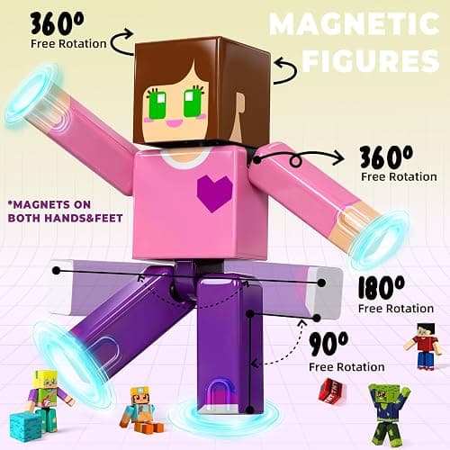 Magneverse 20Pcs Magnetic Action Figures Playset - Magnetic Building Blocks | Magnet Cubes and Rotatable Figures Character Toys for Kids, Birthday Gifts for Boys & Girls Ages 6+ (Patent Pending) thumbnail 6