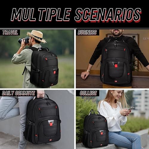 Z-MGKISS Travel Backpack, 50L Extra Large Travel Laptop backpack, Travel Backpack for Men Women with TSA Airline Approved Luggage Bussiness Backpack, Black thumbnail 6