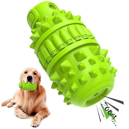 PIFFZEDO Dog Toys for Aggressive Chewers,Interactive Natural Rubber Chew & Squeaky Toy for Large Medium Breed,Dog Toothbrush,Tough & Durable (Green,Large) - Image 1