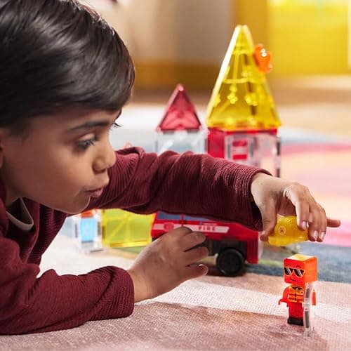 MAGNA-TILES Fire Rescue 27-Piece Magnetic Construction Set, The Original Magnetic Building Brand thumbnail 4