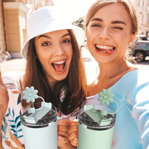 6PCS Silicone Straw Covers Toppers for Stanley Cups 30&40 Oz Tumbler Accessories Flower Straw Caps Black Blue Dust-Proof Reusable Straw Tips Protectors for Stanley Cup 10mm 0.4in Straws thumbnail 5