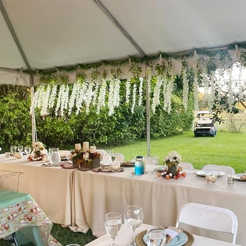 WONICE Artificial Wisteria Hanging Flowers Fake Wisteria Flower Garland Silk Vines Rattan Decor for Home Wedding Arch Wall Garden Greenery Bedroom Outdoor Office Party Decoration (36, White) thumbnail 2