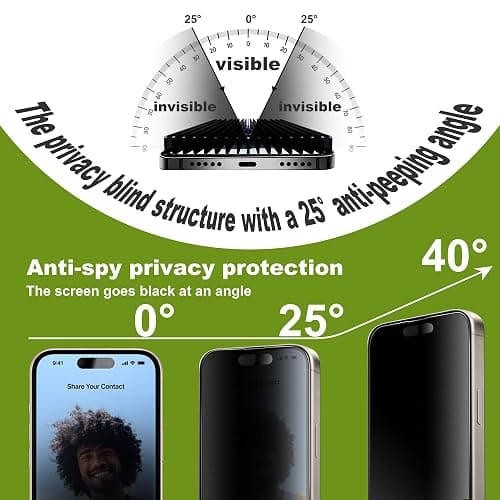 KUARMOR 2 Pack Matte Privacy Screen Protector for iPhone 17 Pro Max 6.9",Anti-Glare Anti-Spy Scratch Resistant Tempered Glass Film,Smooth Responsive Touch Anti-Scratch Glass，Easy to Install thumbnail 4