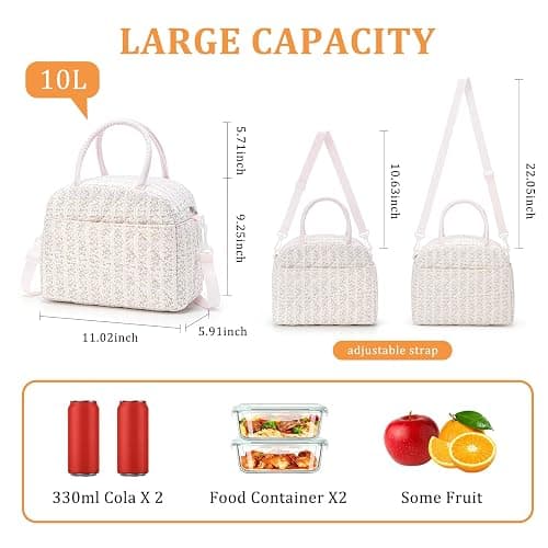 MEXS Lunch Bag for Women Reusable Lunch Box Quilted Puffer Large Capacity Insulated Cooler Tote Bags Work Travel Picnic thumbnail 3