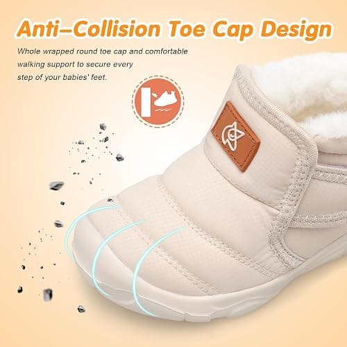 QFH Baby Boys Girls Winter Warm Shoes Cozy Fleece Snow Boots Toddler Non-Slip Walking Shoes Infant Outdoor Water Resistance Faux Fur Booties thumbnail 2