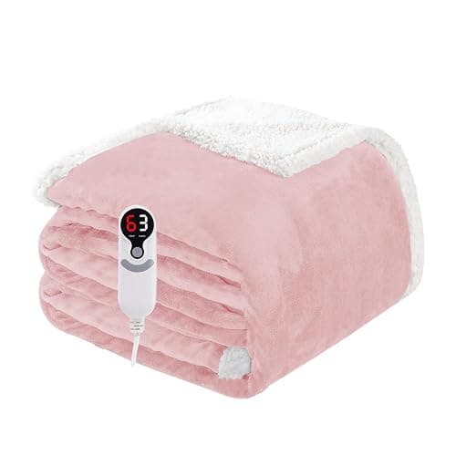 Soypipo Electric Heated Blanket 72"x84", 9 Heat Settings 10-Hour Auto-Off | Soft Flannel with Overheat Protection, Full Size Pink, Machine Washable, Fast Heating, Winter Comfort, for Couch & Bed - Image 1