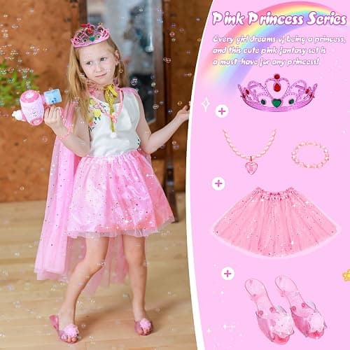 Meland Princess Dress Up for Girls - Dress Up Clothes with Shoes & Skirts, Princess Toys for Toddler Girl 3,4,5,6 Years thumbnail 2
