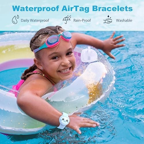 Waterproof AirTag Bracelets for Kids, Hidden Silicone Wristbands, 2 Pack | 360° Full Coverage Protection, Lightweight Tracker Holder, Secure Fit, Pool & Playground, AirTag Not Included thumbnail 2