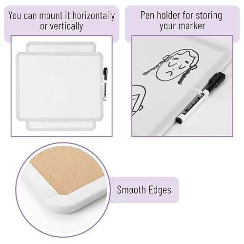 Mr. Pen- Dry Erase Board, 14” x 11” with a Black Dry Erase Marker, Small Mini White Board for Students, White Frame, Includes Double Sided Tapes thumbnail 5
