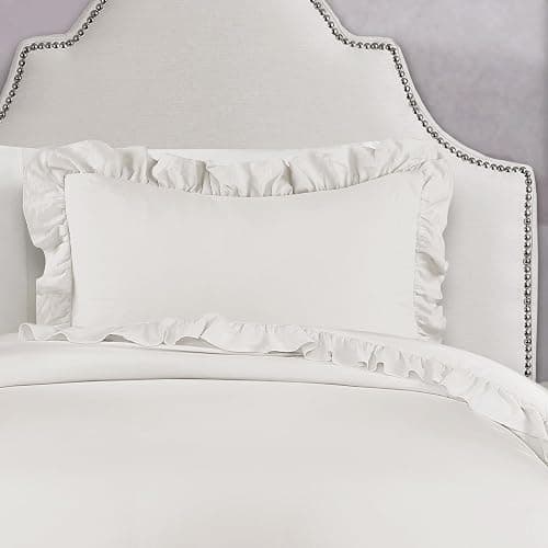 Lush Decor - Comforter Set, Soft Ruffled Bedding with Matching Sham, Cozy Essentials, Elegant Bedroom Decor (Reyna White, Twin XL) - Twin XL - White thumbnail 2