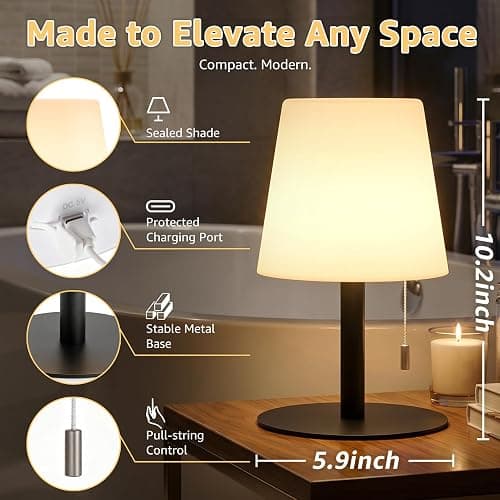 uuffoo Shower Lamp Rechargeable Cordless Light Waterproof for Bathroom Spa | Portable Battery Operated Table Lamp RGB Mood Lighting LED Night Light for Patio kitchen Camping (Black) thumbnail 6