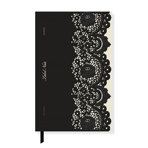Fringe Studio Slim Paperback Journal w/Back Pocket, "NOIR LACE", Approx. 5.75” w x 8.75” h, 120 Pg, Noir Collection (930PA002FSC) - Image 1