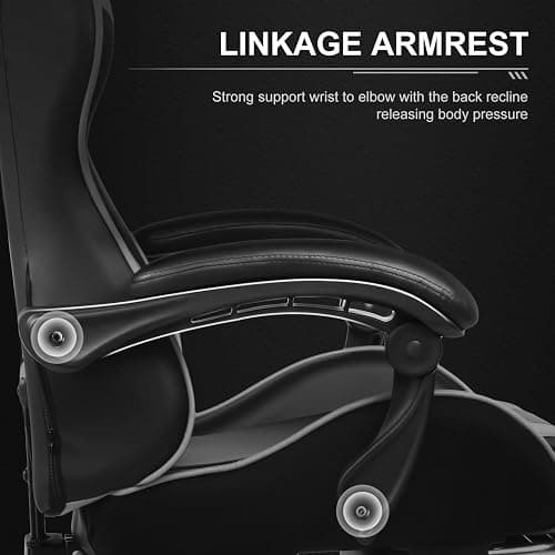 GTPLAYER Gaming Chair, Computer Chair with Footrest and Lumbar Support, Height Adjustable Game Chair with 360°-Swivel Seat and Headrest and for Office or Gaming (Snow White) thumbnail 5