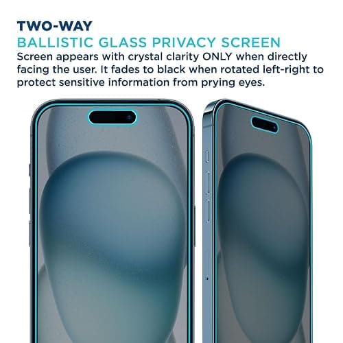 Tech Armor for Apple iPhone 15 Plus Screen Protector Privacy Glass 6.7 inch - Ballistic Tempered, Anti-Spy, Case Friendly, Easy Installation, Bubble Free, Touch Support, 1 Pack thumbnail 3
