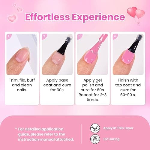 Beetles Pink Gel Nail Polish Set, 6 Colors Pink Reverie Shimmer Pearl Glitter Gel Polish, Soak Off Uv LED Nail Lamp DIY Manicure Gift for Women thumbnail 8
