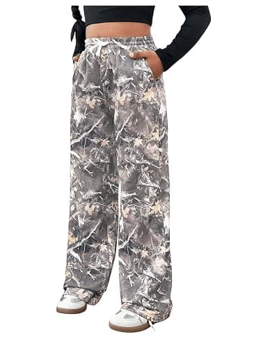 SOLY HUX Girl's Camo Wide Leg Pants Drawstring Waist Baggy Sweatpants with Pocket thumbnail 4