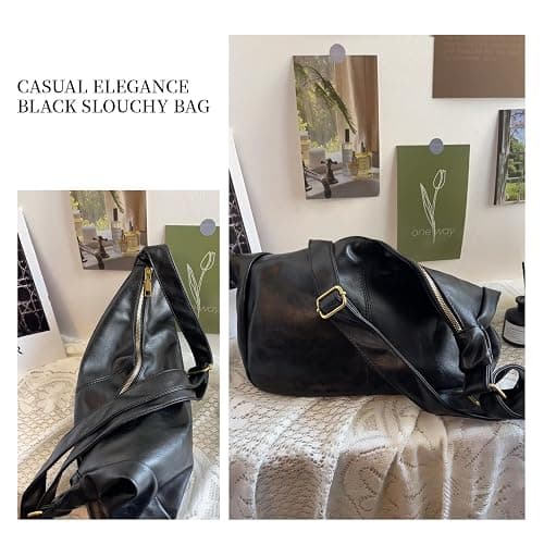 celestina Hobo Bags for Women, Ultra Soft Foldable Vegan Leather Shoulder Handbag, Stylish Slouchy Tote Purses thumbnail 6