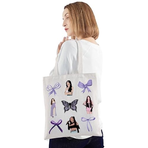 JNIAP Singer Inspired Tote Bag Album Fans Gifts Coquette Purple Bow Gift Singer Shoulder Bag Singer Merchandise thumbnail 6