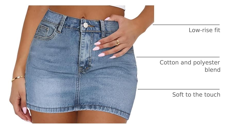 MONCCIZA Women’s Denim Jean Skirt Mini Y2K Low Waisted Casual Cute Skirts with Pockets thumbnail 4