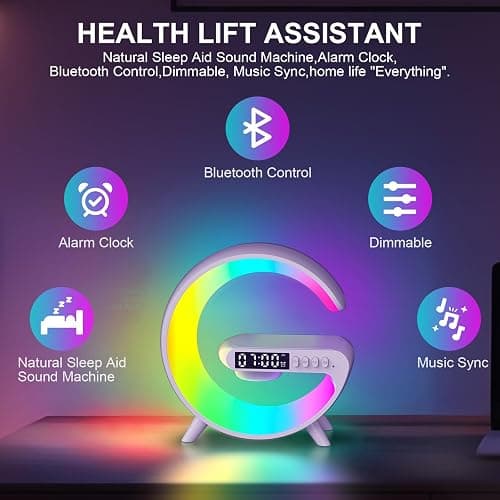 Kangtaixin Wake Up Light Alarm Clock for Kids, LED Table Bedsides Lamp with Sunrise Simulation, Sleep Aid, Snooze, Bluetooth Speaker, Night Light for Bedroom Decor, Birthday, Christmas Gift thumbnail 2