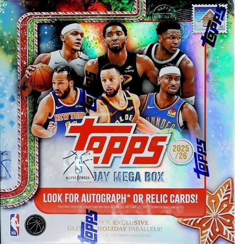 Topps 2025-26 Flagship Holiday Basketball Factory Sealed Mega Box 10 Packs (10 Cards Per Pack). Chase Exclusive Glitter Holiday Parallels. Look for possible Autographs or Exclusive Relic Cards. - Image 1