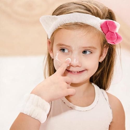 Canitor Kitty Spa Headband with Wrist Bands for Girl Cute Birthday Gifts Skincare Makeup Face Wash Headband Skin Care for 3 4 5 6 7 8 9 Year Old Gifts Accessories thumbnail 2