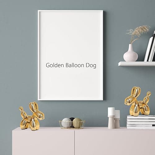 Steviieden Gold Balloon Dog Statue, Modern Ceramic Animal Sculpture, Cute Little Handmade Crafts Puppy Ornaments for Home Decor Table Decor Living Room Bedroom Office Desktop (Medium) thumbnail 9