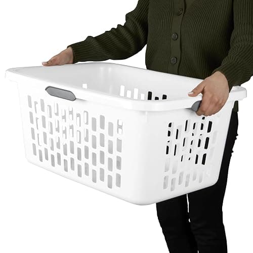 CNEIESD 2-Bushel Plastic Laundry Hamper with 4 Ergonomic Handles – BPA-Free, Spacious Design for Household Use, White thumbnail 5
