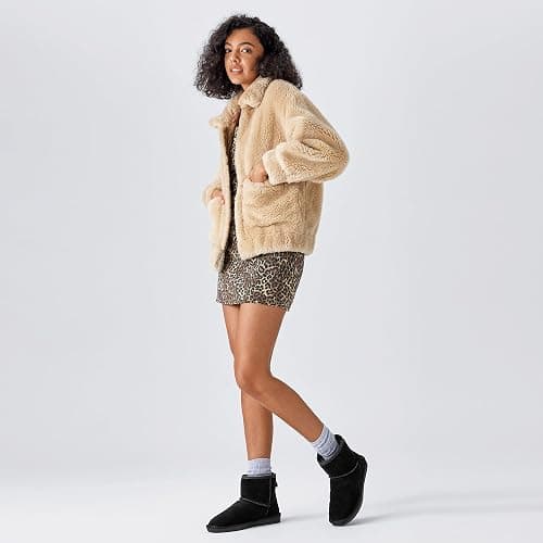 BlackTwig Women's Ankle Snow Boots - Short Fur Lined Suede Winter Boots Slip On for Warmth & Comfort thumbnail 7
