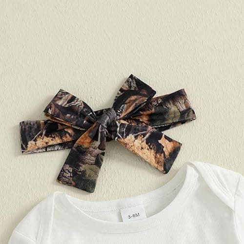 DSOKUHIB Newborn Baby Girl Hunting Clothes Deer Long Sleeve Romper Jungle Camo Flare Pants Set 3 Piece Fall Winter Outfit thumbnail 4