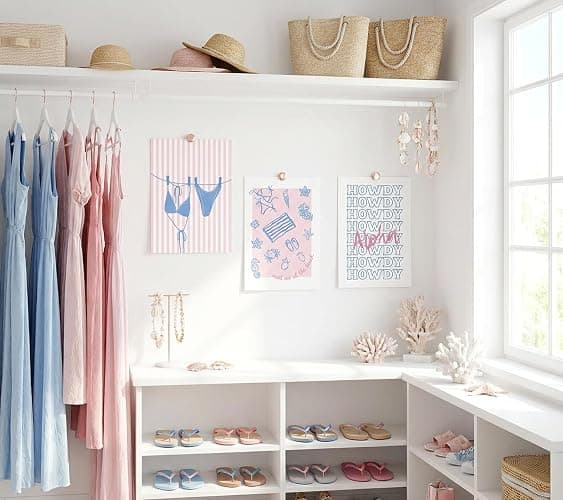 6Pcs Pink Blue Coastal Granddaughter Canvas Wall Art, Preppy Cowgirl Painting Pictures Wall Decor, Bikini Shell Posters Print Artwork for Girl Dorm Room College Home Decoration 8x10In Unframed thumbnail 7